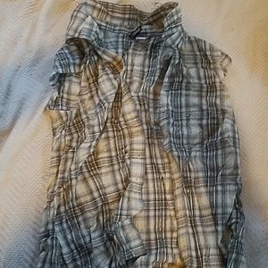 Plaid button up tank top